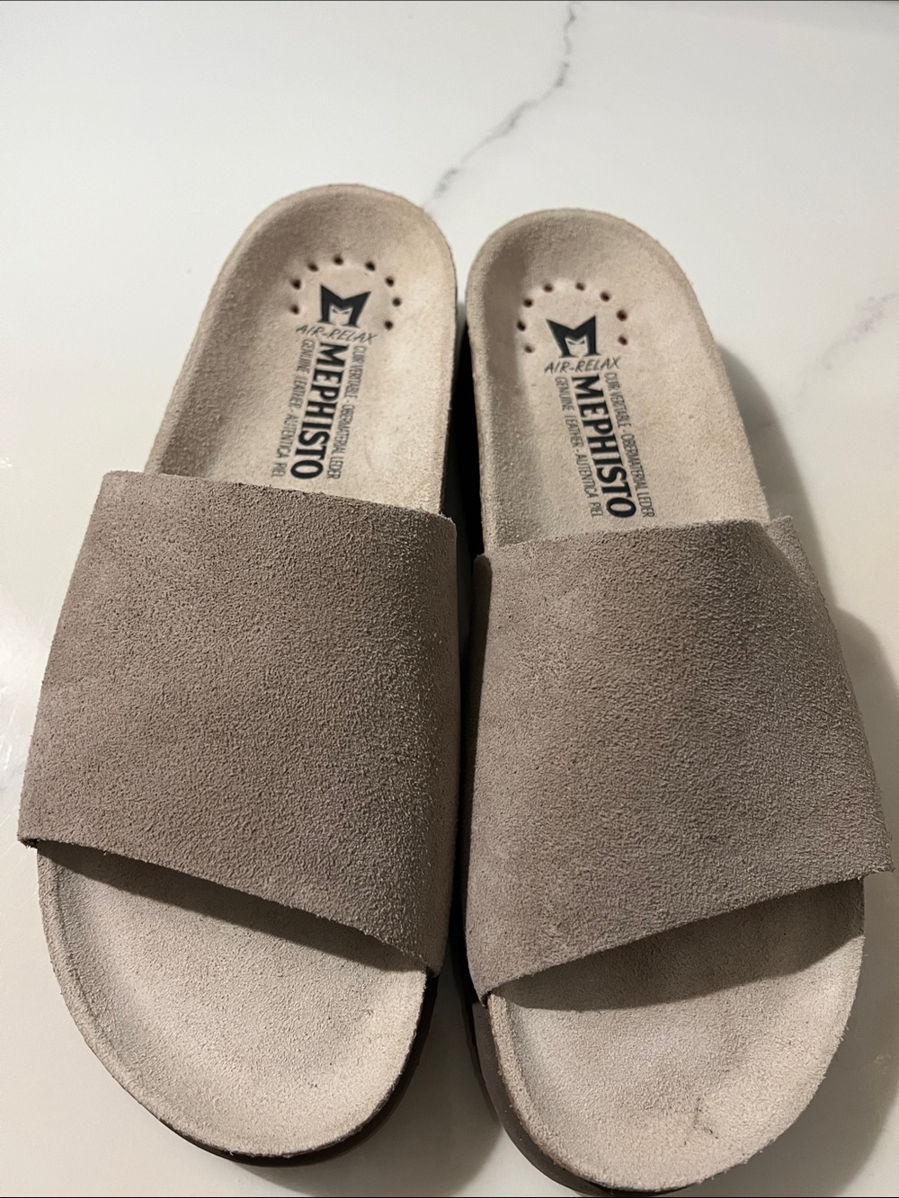 Mephisto Women’s Taupe Suede Slide Sandals - Picture 5 of 8